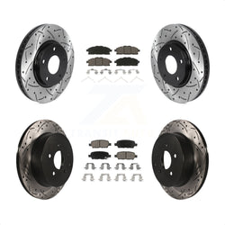 Front Rear Coated Drilled Slotted Disc Brake Rotors And Ceramic Pads Kit For 2011-2017 Nissan Quest KDC-100571