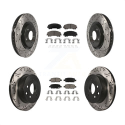Front Rear Coated Drilled Slotted Disc Brake Rotors And Ceramic Pads Kit For Nissan Rogue KDC-100572