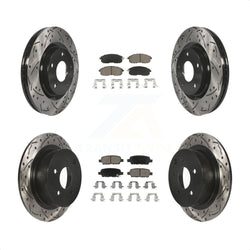 Front Rear Coated Drilled Slotted Disc Brake Rotors And Ceramic Pads Kit For Nissan Sentra Juke KDC-100576