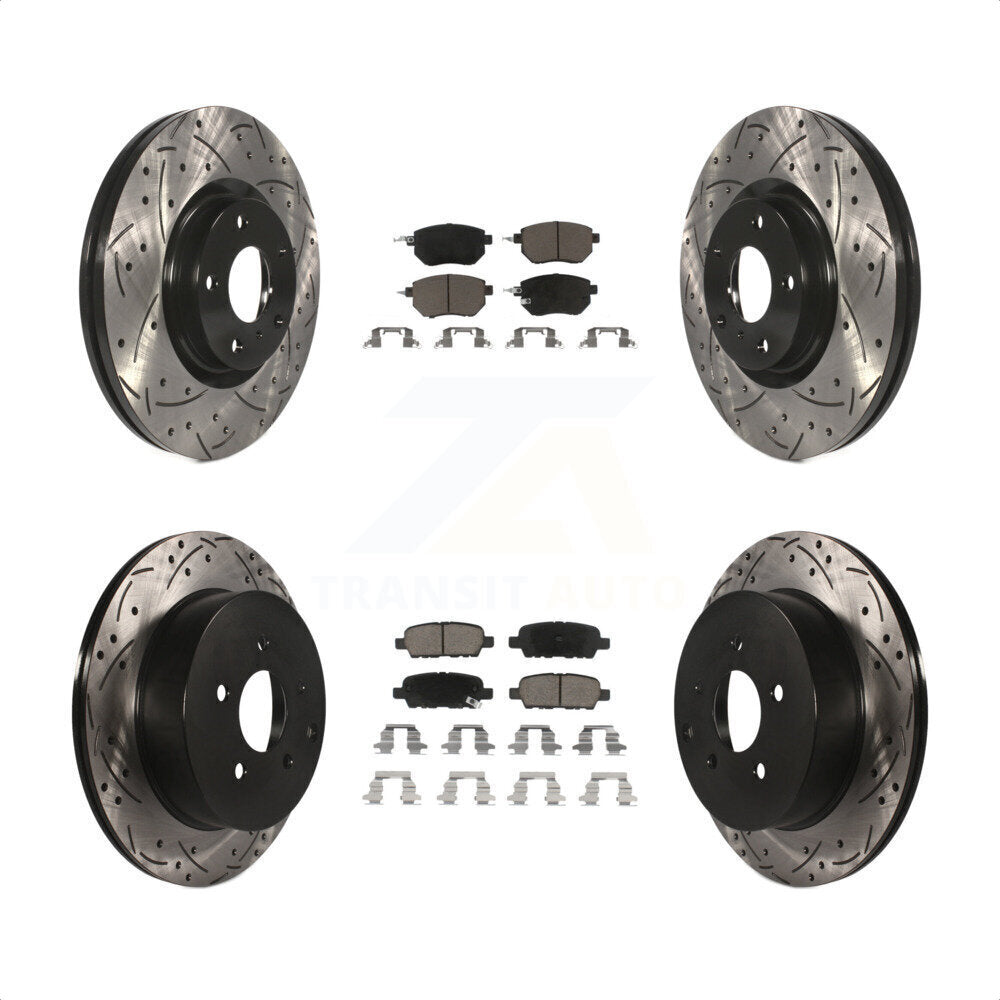 Front Rear Coated Drilled Slotted Disc Brake Rotors And Ceramic Pads Kit For Nissan Murano KDC-100578 by Transit Auto