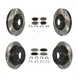 Front Rear Coated Drilled Slotted Disc Brake Rotors And Ceramic Pads Kit For Nissan Altima Maxima KDC-100584