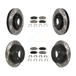 Front Rear Coated Drilled Slotted Disc Brake Rotors And Ceramic Pads Kit For 2007-2012 Nissan Sentra SE-R KDC-100586