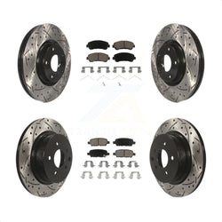 Front Rear Coated Drilled Slotted Disc Brake Rotors And Ceramic Pads Kit For Nissan Maxima KDC-100587