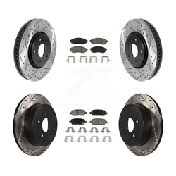 Front Rear Coated Drilled Slotted Disc Brake Rotors And Ceramic Pads Kit For INFINITI FX35 FX37 QX70 FX45 KDC-100591