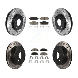 Front Rear Coated Drilled Slotted Disc Brake Rotors And Ceramic Pads Kit For 2004-2009 Nissan Quest KDC-100592
