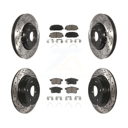 Front Rear Coated Drilled Slotted Disc Brake Rotors And Ceramic Pads Kit For Honda Accord KDC-100598