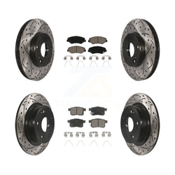 Front Rear Coated Drilled Slotted Disc Brake Rotors And Ceramic Pads Kit For Honda Accord KDC-100601