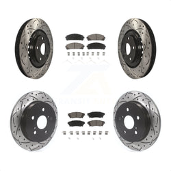 Front Rear Coated Drilled Slotted Disc Brake Rotors And Ceramic Pads Kit For Lexus NX200t NX300 NX300h KDC-100608