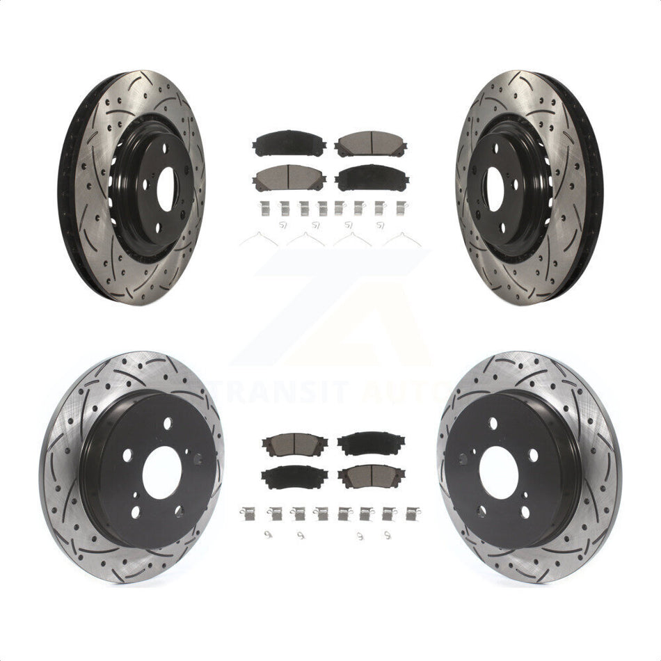 Front Rear Coated Drilled Slotted Disc Brake Rotors And Ceramic Pads Kit For Lexus NX200t NX300 NX300h KDC-100608 by Transit Auto