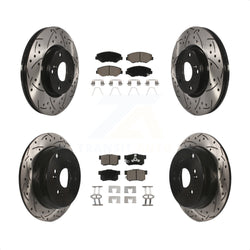Front Rear Coated Drilled Slotted Disc Brake Rotors And Ceramic Pads Kit For 2005-2006 Honda CR-V KDC-100611