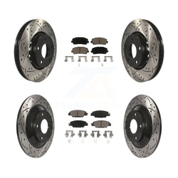 Front Rear Coated Drilled Slotted Disc Brake Rotors And Ceramic Pads Kit For Mazda CX-5 KDC-100624
