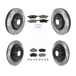 Front Rear Coated Drilled Slotted Disc Brake Rotors And Ceramic Pads Kit For Mercedes-Benz ML350 GLE350 ML250 GLE300d KDC-100637