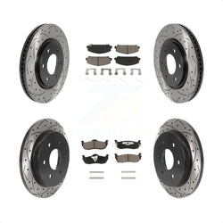 Front Rear Coated Drilled Slotted Disc Brake Rotors And Ceramic Pads Kit For Nissan Titan Armada INFINITI QX56 TITAN KDC-100638