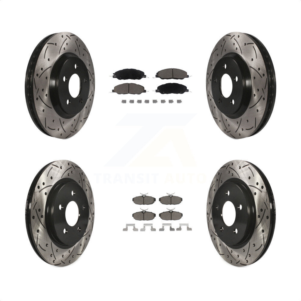 Front Rear Coated Drilled Slotted Disc Brake Rotors And Ceramic Pads Kit For Ford Mustang KDC-100639 by Transit Auto