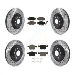 Front Rear Coated Drilled Slotted Disc Brake Rotors And Ceramic Pads Kit For Audi Volkswagen Golf R S3 Q3 Arteon KDC-100651