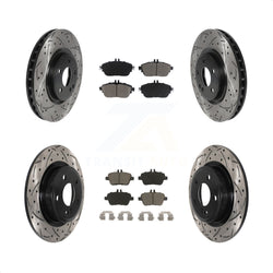 Front Rear Coated Drilled Slotted Disc Brake Rotors And Ceramic Pads Kit For Mercedes-Benz GLA250 CLA250 INFINITI QX30 KDC-100669