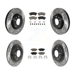 Front Rear Coated Drilled Slotted Disc Brake Rotors And Ceramic Pads Kit For Ford Fusion Mazda 6 Lincoln MKZ Mercury Milan Zephyr KDC-100672