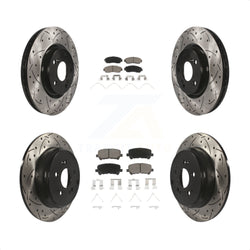 Front Rear Coated Drilled Slotted Disc Brake Rotors And Ceramic Pads Kit For 2011-2014 Honda Odyssey KDC-100676