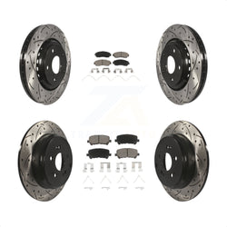 Front Rear Coated Drilled Slotted Disc Brake Rotors And Ceramic Pads Kit For 2015-2017 Honda Odyssey KDC-100677
