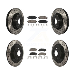 Front Rear Coated Drilled Slotted Disc Brake Rotors And Ceramic Pads Kit For Ford Mustang KDC-100679