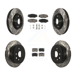 Front Rear Coated Drilled Slotted Disc Brake Rotors And Ceramic Pads Kit For Lexus IS250 KDC-100681