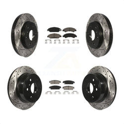 Front Rear Coated Drilled Slotted Disc Brake Rotors And Ceramic Pads Kit For 2007-2007 Chevrolet Tahoe GMC Suburban 1500 Yukon Cadillac Avalanche XL Escalade ESV EXT KDC-100684