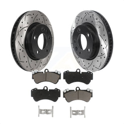Front Coated Drilled Slotted Disc Brake Rotors And Ceramic Pads Kit For Porsche Cayenne Volkswagen Touareg KDC-100688