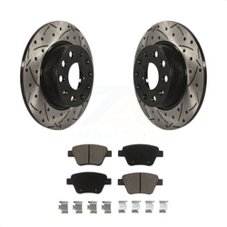Rear Coated Drilled Slotted Disc Brake Rotors And Ceramic Pads Kit For Volkswagen Jetta Passat Beetle Golf GTI Eos Audi A3 Quattro KDC-100702