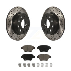 Rear Coated Drilled Slotted Disc Brake Rotors And Ceramic Pads Kit For Volkswagen Beetle GTI Eos With 253mm Diameter Rotor KDC-100703