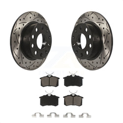 Rear Coated Drilled Slotted Disc Brake Rotors And Ceramic Pads Kit For Volkswagen Jetta Beetle Golf SportWagen KDC-100705