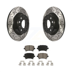 Rear Coated Drilled Slotted Disc Brake Rotors And Ceramic Pads Kit For Volkswagen Tiguan CC Jetta Audi Passat GTI A3 Eos Q3 Limited Quattro KDC-100706