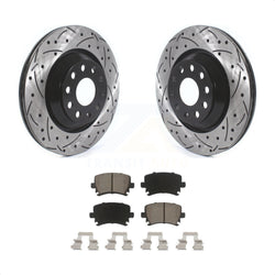 Rear Coated Drilled Slotted Disc Brake Rotors And Ceramic Pads Kit For Volkswagen CC Passat GTI Golf R R32 Audi TTS Quattro KDC-100708
