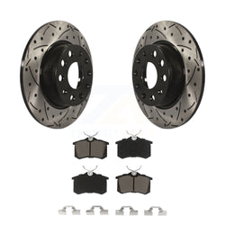 Rear Coated Drilled Slotted Disc Brake Rotors And Ceramic Pads Kit For Volkswagen Beetle Golf With 272mm Diameter Rotor KDC-100710