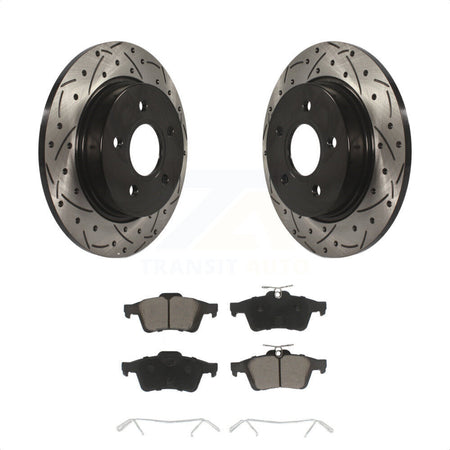 Rear Coated Drilled Slotted Disc Brake Rotors And Ceramic Pads Kit For Ford Focus KDC-100724 by Transit Auto