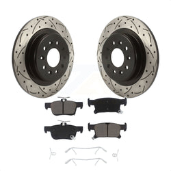 Rear Coated Drilled Slotted Disc Brake Rotors And Ceramic Pads Kit For 2016-2018 Buick Envision With 315mm Diameter Rotor KDC-100726