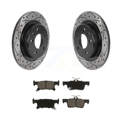 Rear Coated Drilled Slotted Disc Brake Rotors And Ceramic Pads Kit For 2016-2019 Buick Envision With 288mm Diameter Rotor KDC-100727