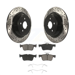 Rear Coated Drilled Slotted Disc Brake Rotors And Ceramic Pads Kit For Ford Edge Fusion Lincoln MKX MKZ Nautilus Continental Police Responder Hybrid SSV Plug-In KDC-100749