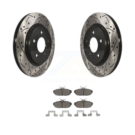 Rear Coated Drilled Slotted Disc Brake Rotors And Ceramic Pads Kit For Ford Mustang KDC-100752 by Transit Auto