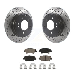 Rear Coated Drilled Slotted Disc Brake Rotors And Ceramic Pads Kit For Hyundai Sonata Kia Optima Azera KDC-100765