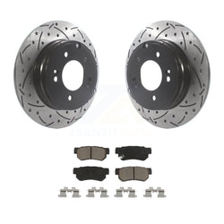Rear Coated Drilled Slotted Disc Brake Rotors And Ceramic Pads Kit For Hyundai Sonata 3.3L KDC-100773