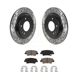 Rear Coated Drilled Slotted Disc Brake Rotors And Ceramic Pads Kit For Hyundai Sonata Azera KDC-100774