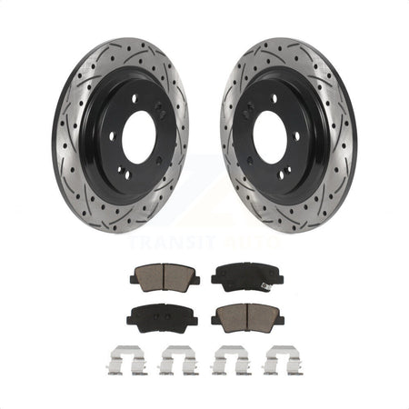 Rear Coated Drilled Slotted Disc Brake Rotors And Ceramic Pads Kit For Hyundai Sonata Azera KDC-100774 by Transit Auto