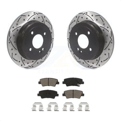 Rear Coated Drilled Slotted Disc Brake Rotors And Ceramic Pads Kit For 2011 Hyundai Accent KDC-100775