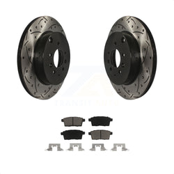 Rear Coated Drilled Slotted Disc Brake Rotors And Ceramic Pads Kit For 2007-2015 Mazda CX-9 KDC-100776