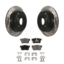 Rear Coated Drilled Slotted Disc Brake Rotors And Ceramic Pads Kit For Honda CR-V Acura RDX KDC-100781