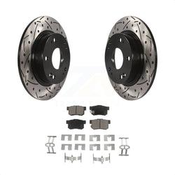 Rear Coated Drilled Slotted Disc Brake Rotors And Ceramic Pads Kit For Honda Civic Acura ILX CSX KDC-100782