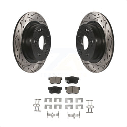 Rear Coated Drilled Slotted Disc Brake Rotors And Ceramic Pads Kit For Honda Accord Acura ILX KDC-100783