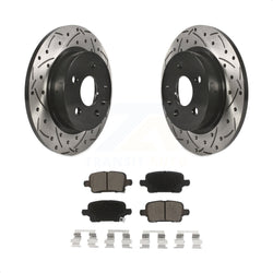 Rear Coated Drilled Slotted Disc Brake Rotors And Ceramic Pads Kit For 2016 Chevrolet Cruze With 268mm Diameter Rotor KDC-100794