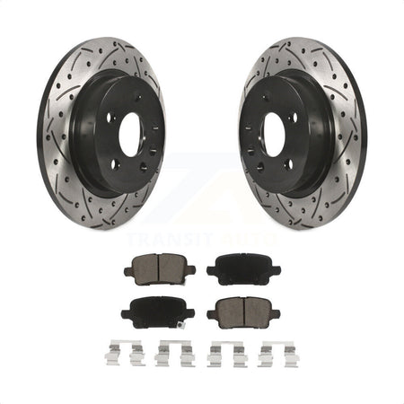 Rear Coated Drilled Slotted Disc Brake Rotors And Ceramic Pads Kit For 2016 Chevrolet Cruze With 268mm Diameter Rotor KDC-100794 by Transit Auto