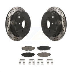 Rear Coated Drilled Slotted Disc Brake Rotors And Ceramic Pads Kit For Subaru WRX KDC-100800